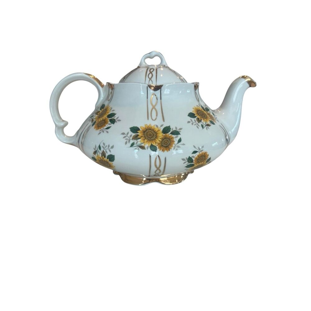 Vintage Ellgreave Genuine Ironstone Sunflower Teapot Wood & Sons England